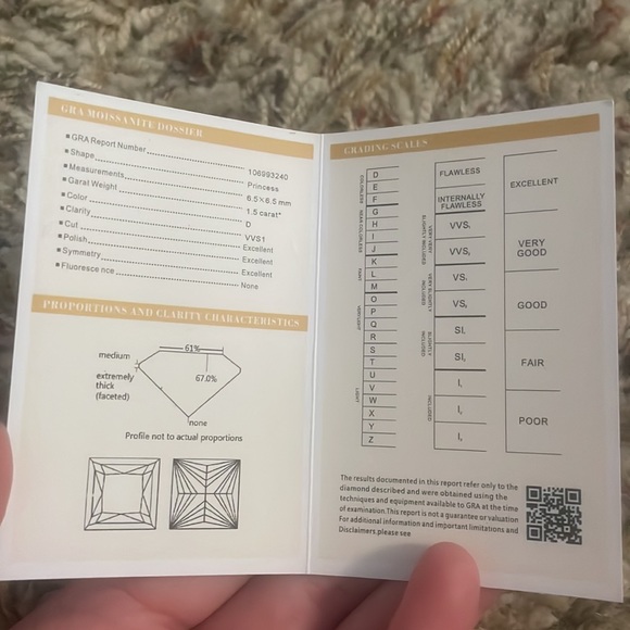 Princess cut genuine moissanite ring GRA certified - Picture 12 of 13